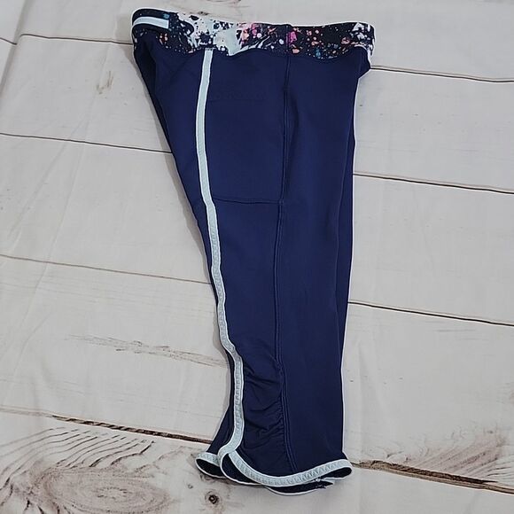 IVIVVA Girls Size 12 Navy Blue And Paint Splatter Mesh Back Side Pocket Capris - Picture 3 of 7